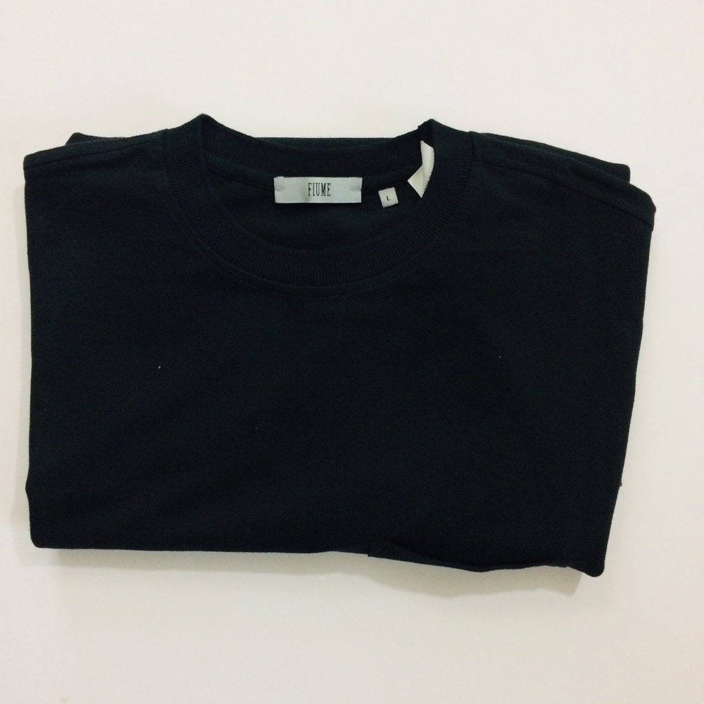 Sweater Pullover Short Sleeve Black Knit Made in Italy Large - Picture 1 of 6
